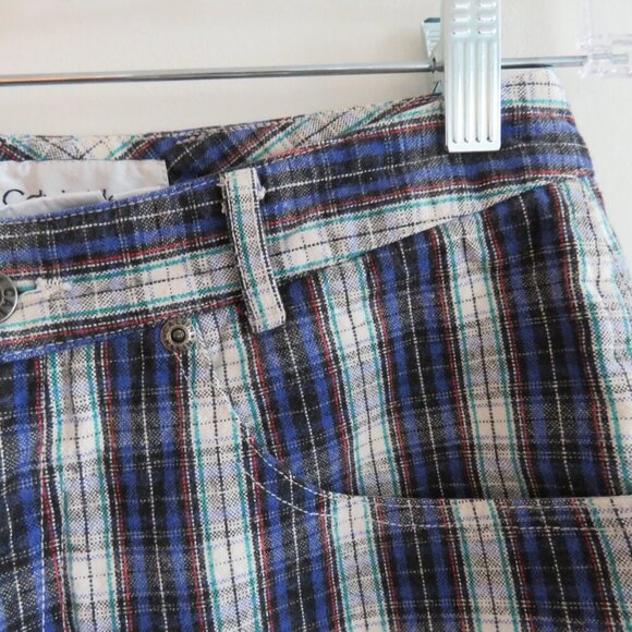 VINTAGE CALVIN KLEIN Y2K Tartan Plaid High Rise Straight Cotton Pants Jeans Punk - Picture 5 of 14